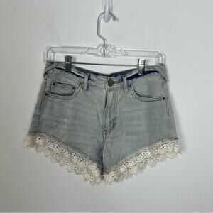Free People Denim Lace Shorts